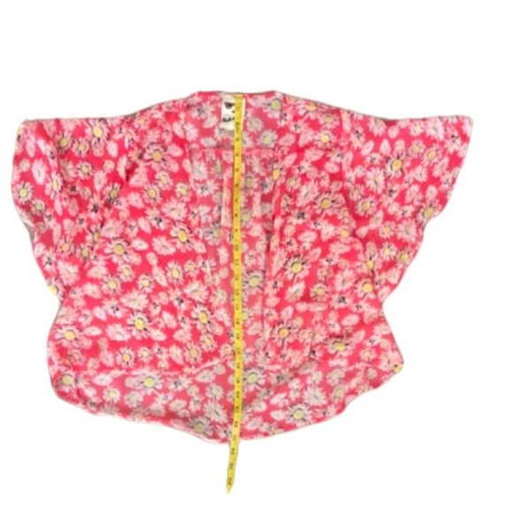 BELLA DU JOUR SHEER FLOWY PINK FLORAL OPEN BLOUSE WOMENS SIZE XL - Picture 10 of 10